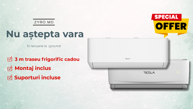 Ofertă aer condiționat Tesla și Bauf: montaj inclus în luna ianuarie