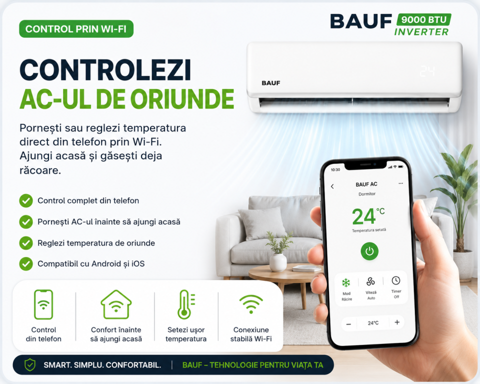 Aer condiționat BAUF Alpenluft 9000 BTU  Inverter  Wi-Fi  -20 °C
