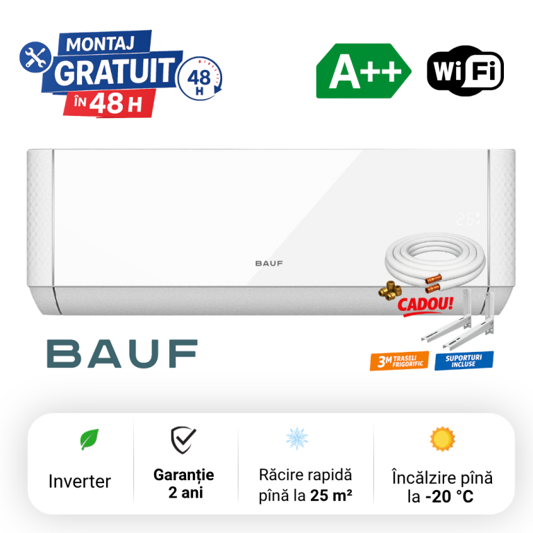 Aer condiționat BAUF Alpenluft 9000 BTU  Inverter  Wi-Fi  -20 °C