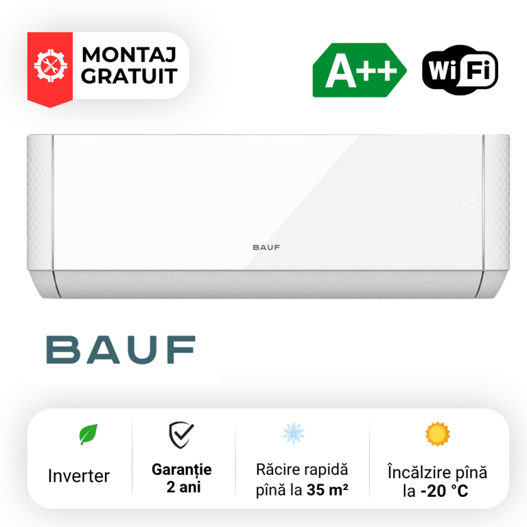 Кондиционер BAUF Alpenluft BRAC-SP-IA-12-R3, 12000 BTU, Wi-Fi, A++, -20 °C